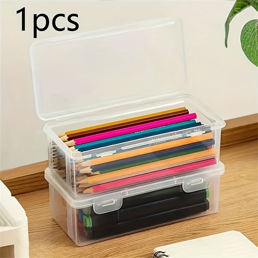 Transparent Pen Box Desktop Stationery Large Capacity Pencil - Temu