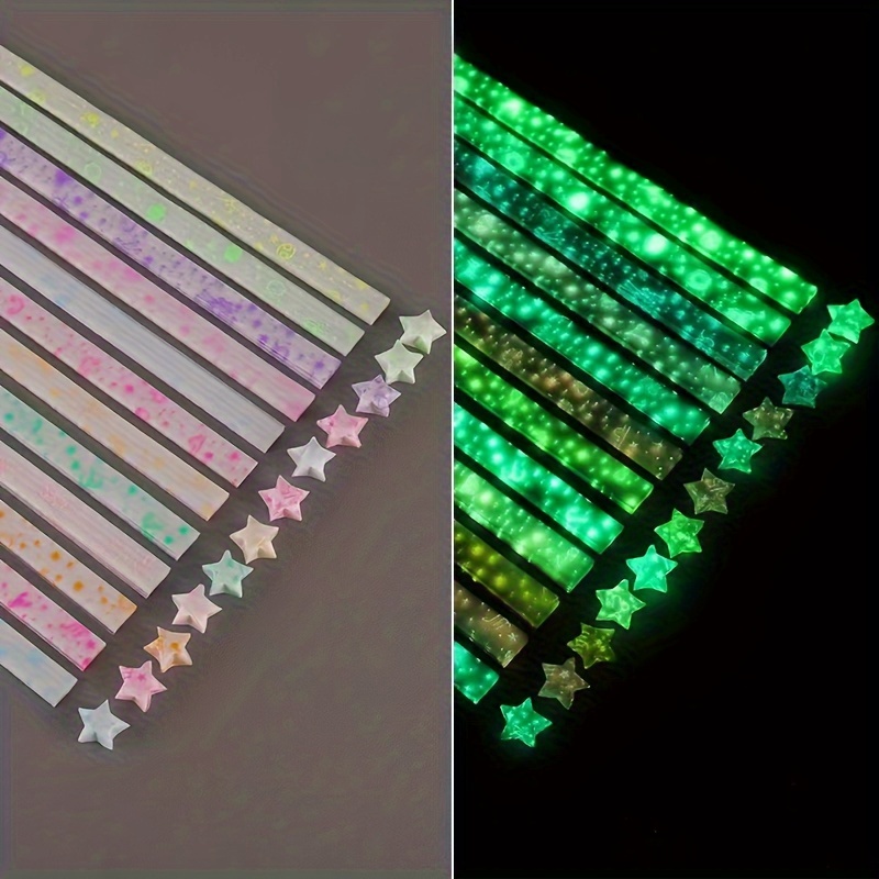 210PCS Luminous Paper Strips Origami Folding Lucky Star Ribbons Crafts  GiftN~KE