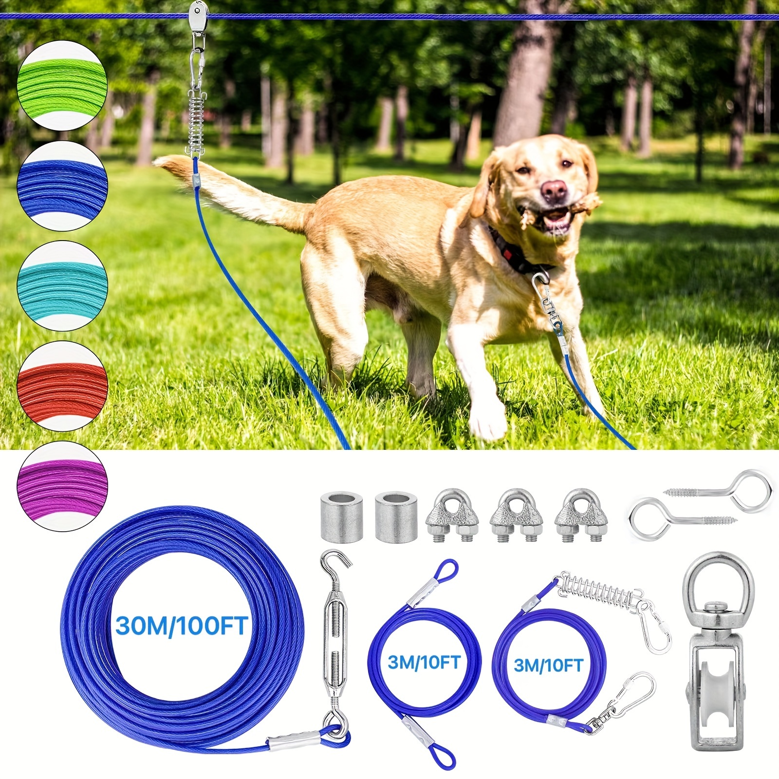 dog dog runner cable heavy duty aerial dog leash pet Temu