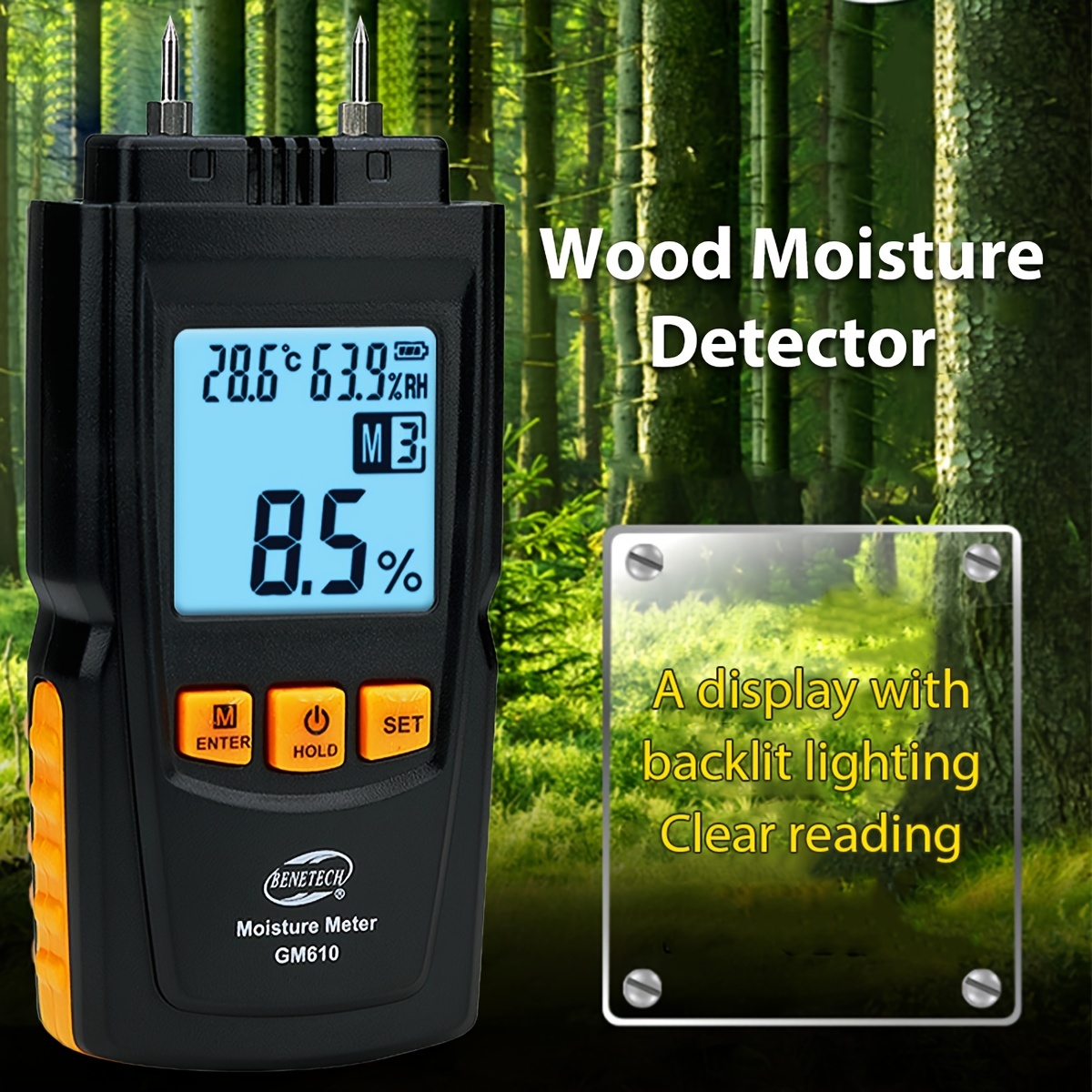 Détecteur d'humidité, détecteur d'humidité à broche numérique LCD pour murs  de bois de chauffage