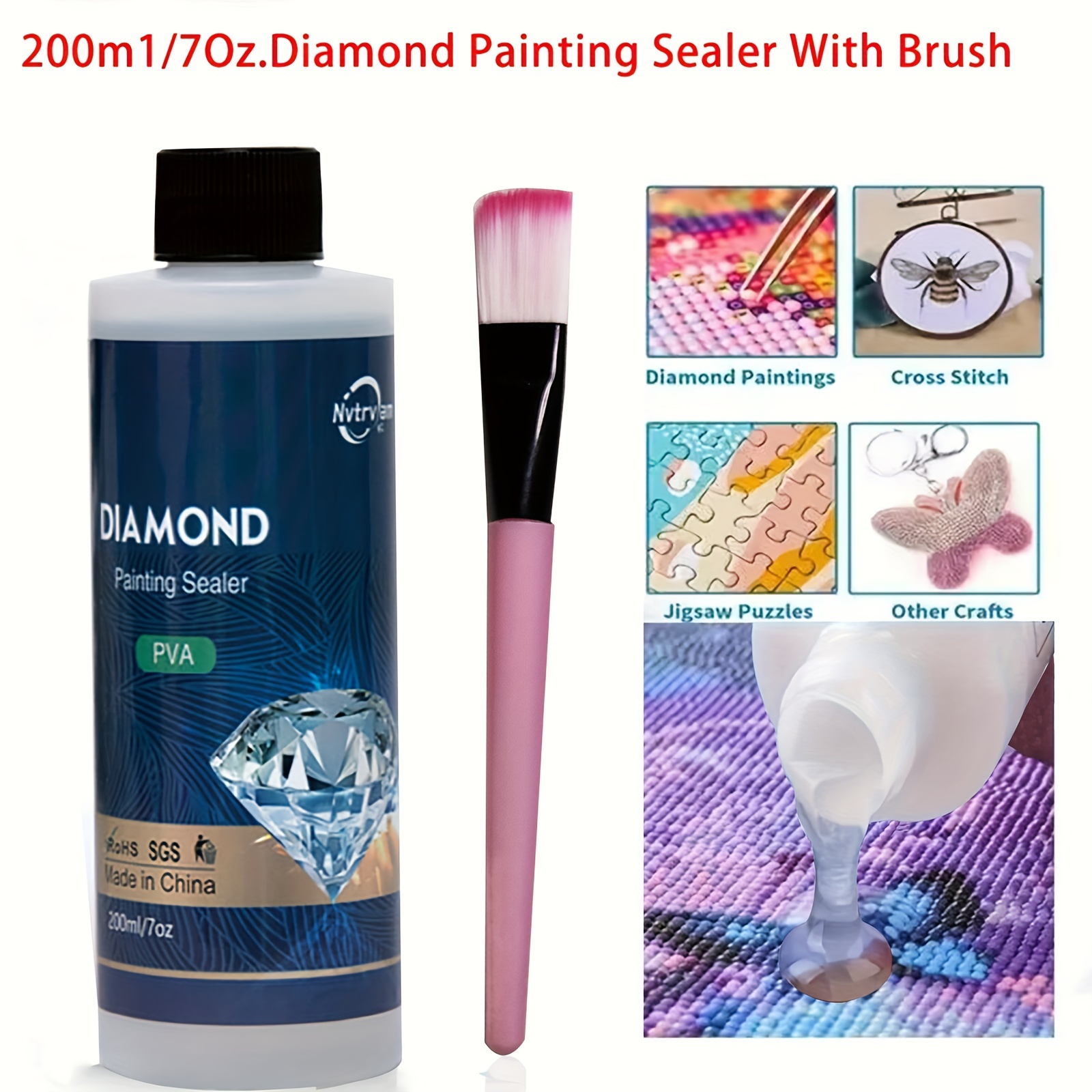 60ml Diy Diamond Painting Sealer Brightener Brightening Liquid Rhinestone  Mosaic Tool Kit