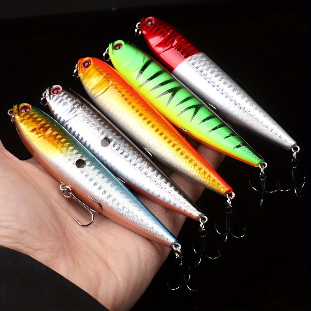 5pcs Life-like Fishing Lures Kit - Hard Minnow Baits for Bass Trout,  Topwater Crankbait Swimbait for Saltwater Freshwater Fishing