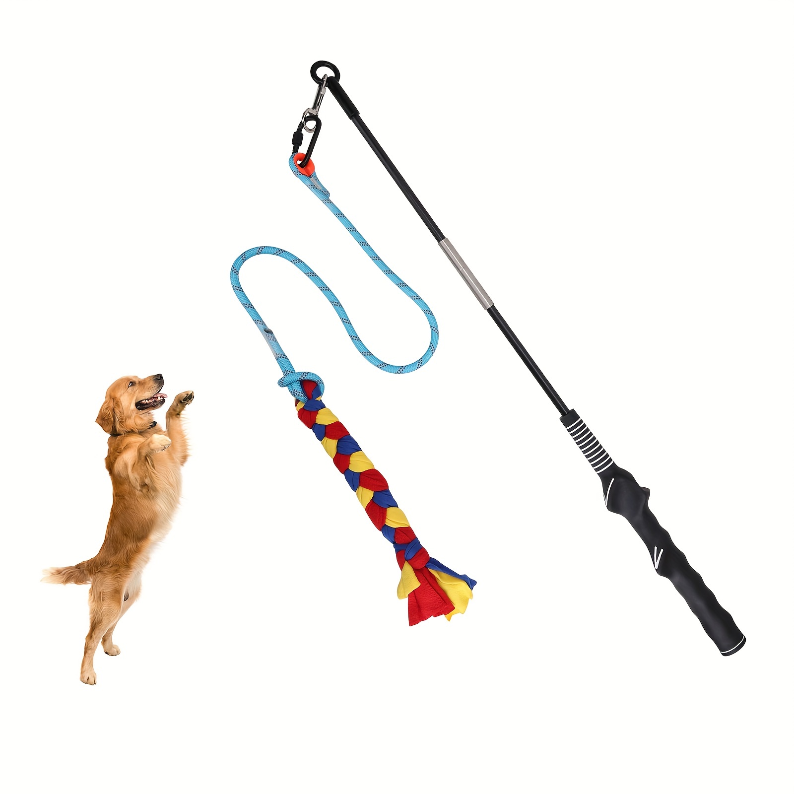 

Interactive Dog Toys Dog Flirt Pole Toy Dog And Tug Of War Toy Dog Teaser Wand With Lure Chewing Toy For Outdoor Dogs Exercise, Training And Play Accessories