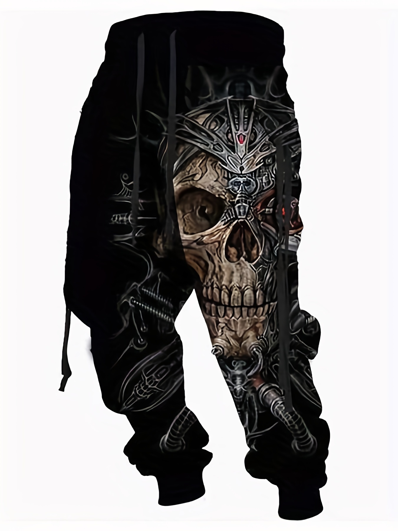 Halloween Skeleton Print Drawstring Joggers Casual Baggy - Temu