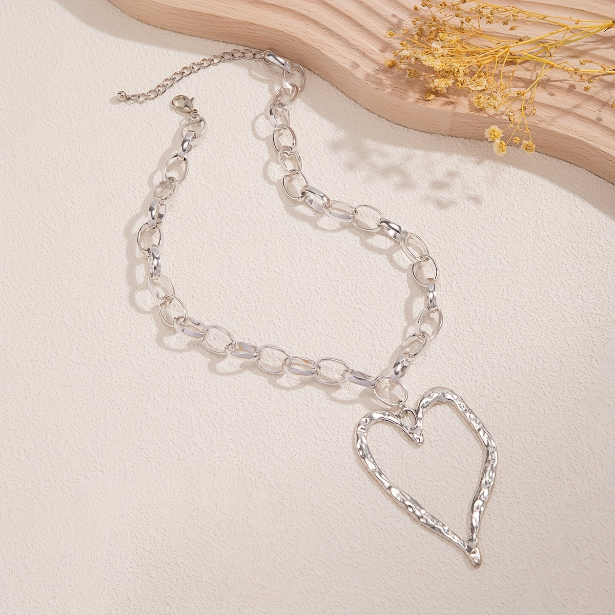 Bold Heart Pendant Necklace with Sharp Angles