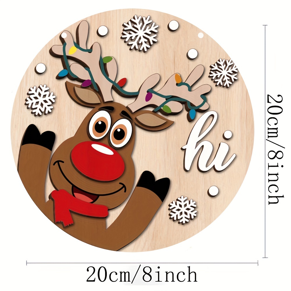 Christmas Wooden Stamp Set Santa Claus Reindeer Round Wood - Temu