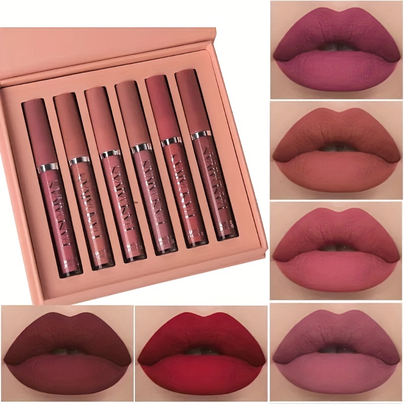 

6 Pcs/set New Long Lasting Waterproof Lipstick Set Women Lips Makeup Cosmetic Valentine's Day Gifts