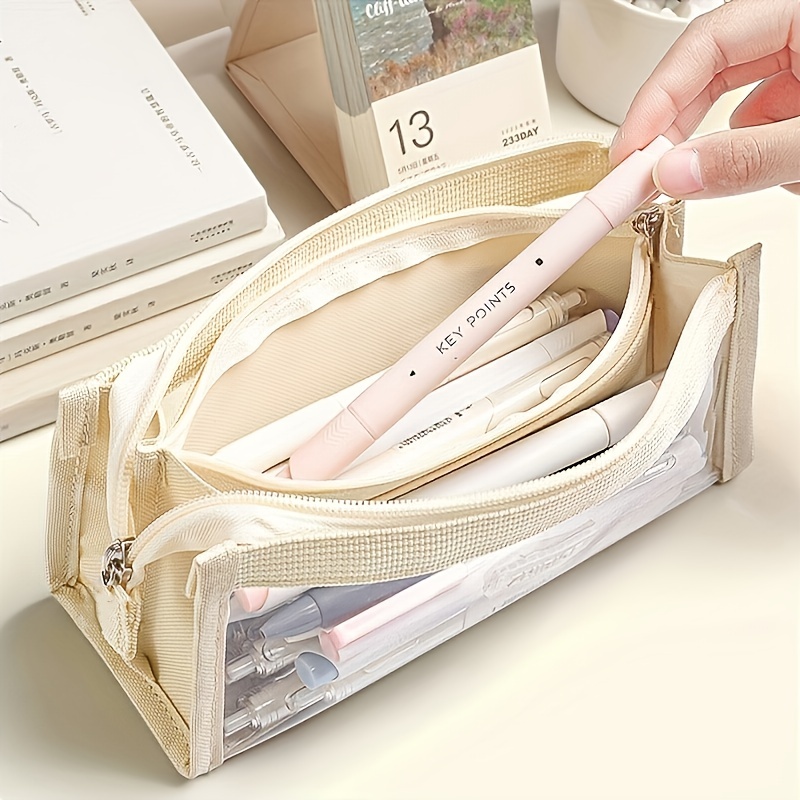 Japan Transparent Mujis Plastic Pens Box for School Pencil Case Extra Large  Kawaii Pen Box Pencil Bag Stationery