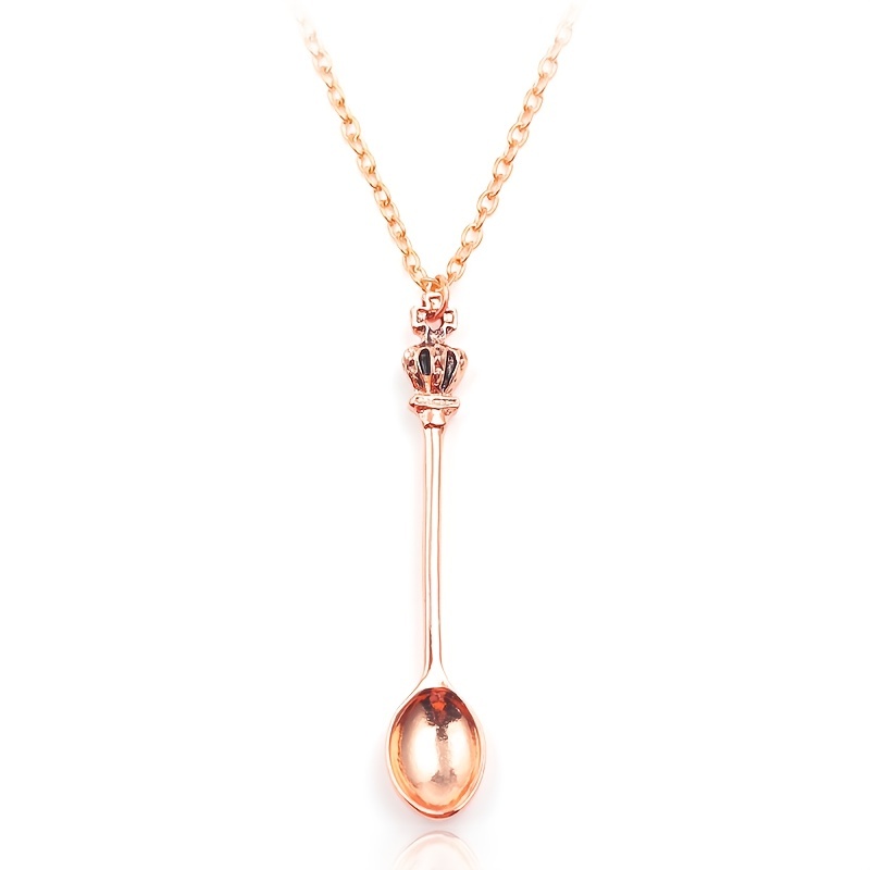 Creative Crown Mini Tea Spoon Pendant Necklace