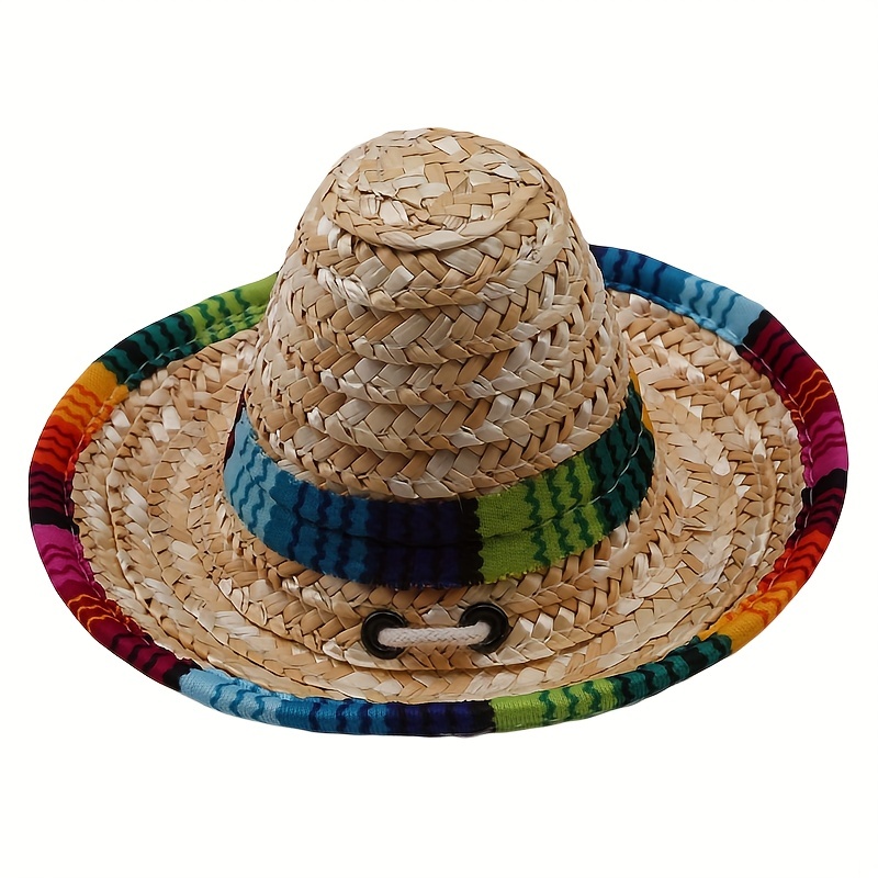 Adjustable Pet Sombrero Straw Hat For Summer Sun Protection - Temu