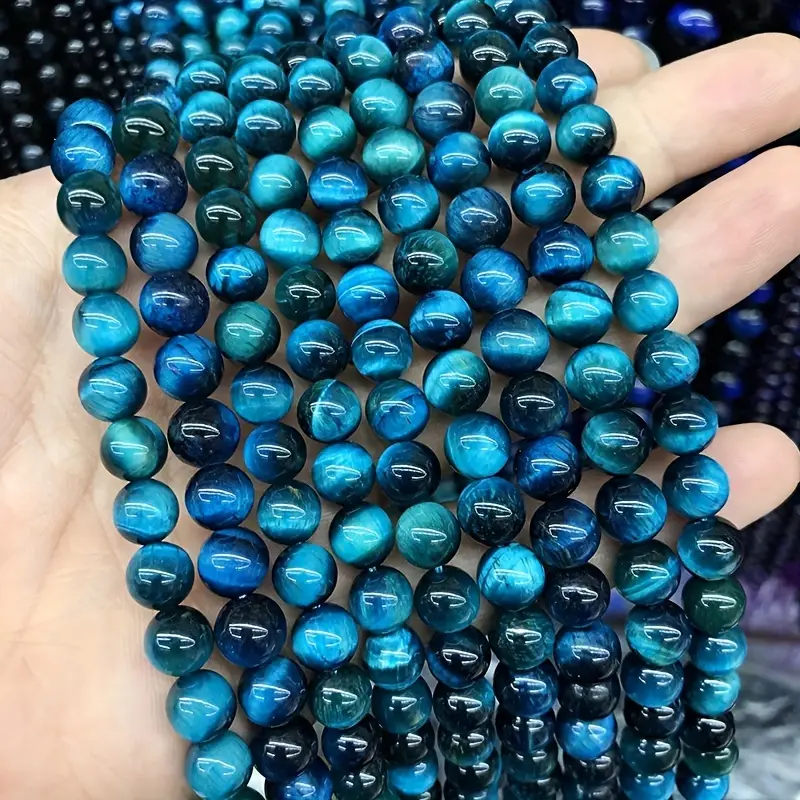 Blue Tiger Eye Natural Stone Beads Round Loose Space Bead - Temu