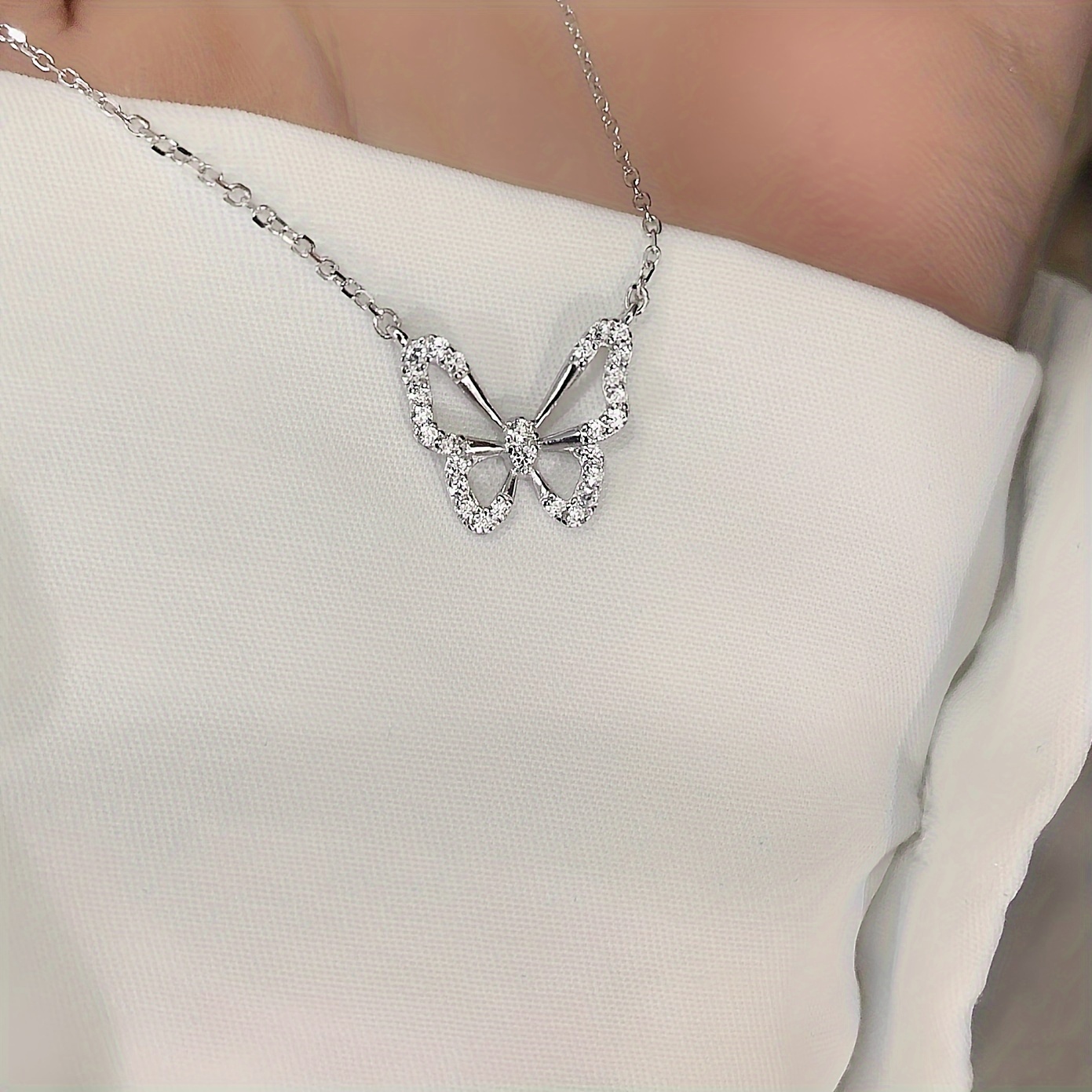 925 Sterling Silver Hypoallergenic Women's Necklace Butterfly Pendant  Clavicle Chain Neck Jewelry Gift