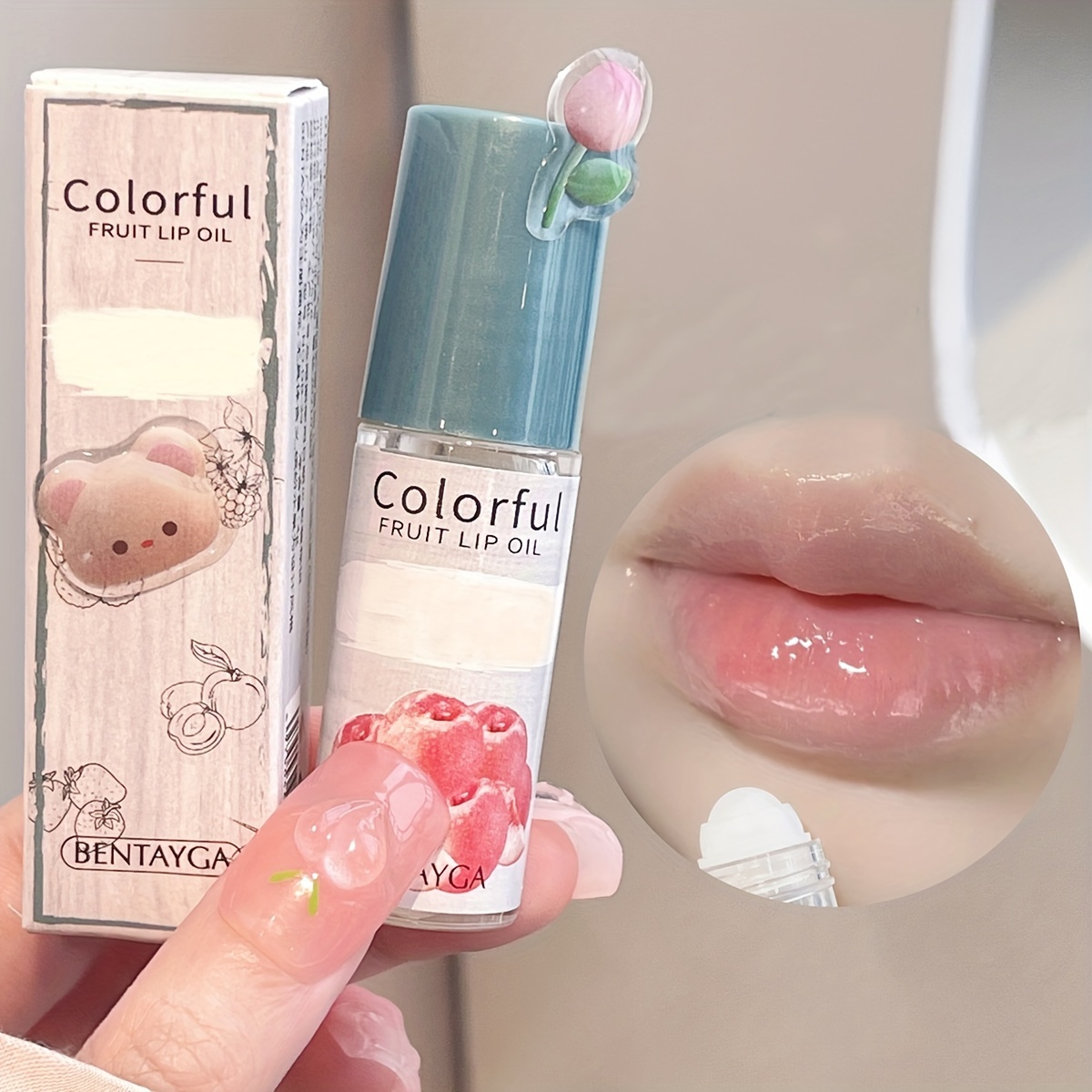 8ML Lip Gloss Roll-on Moisturizing Lip Oil Fruity Flavor Scents Lip Balm  Hydrating Clear Lipstick for Women Dry Lips