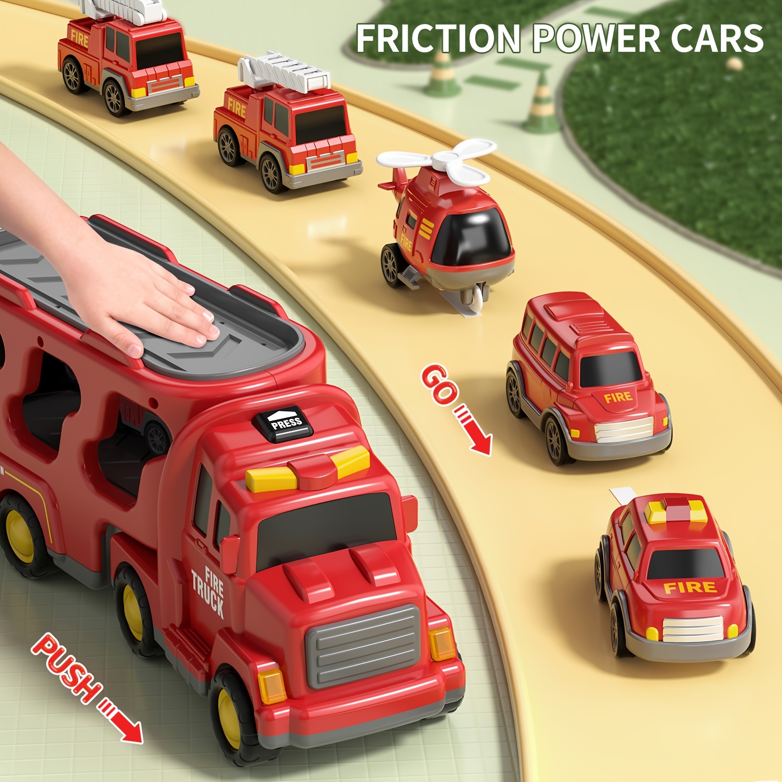 Camion de pompiers 5 en 1 à friction pour tout-petits de 3 à 6 ans