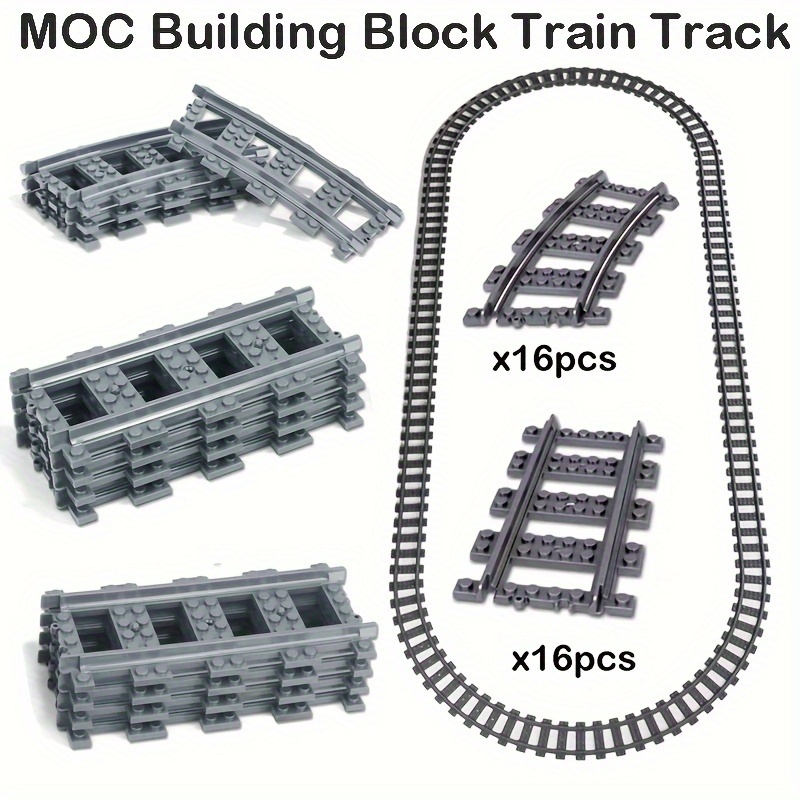  6 Curved Tracks - 6 Straight Tracks - Light Grey - Accessories  Compatible with Leading Brand Train Tracks Building Blocks : Toys & Games