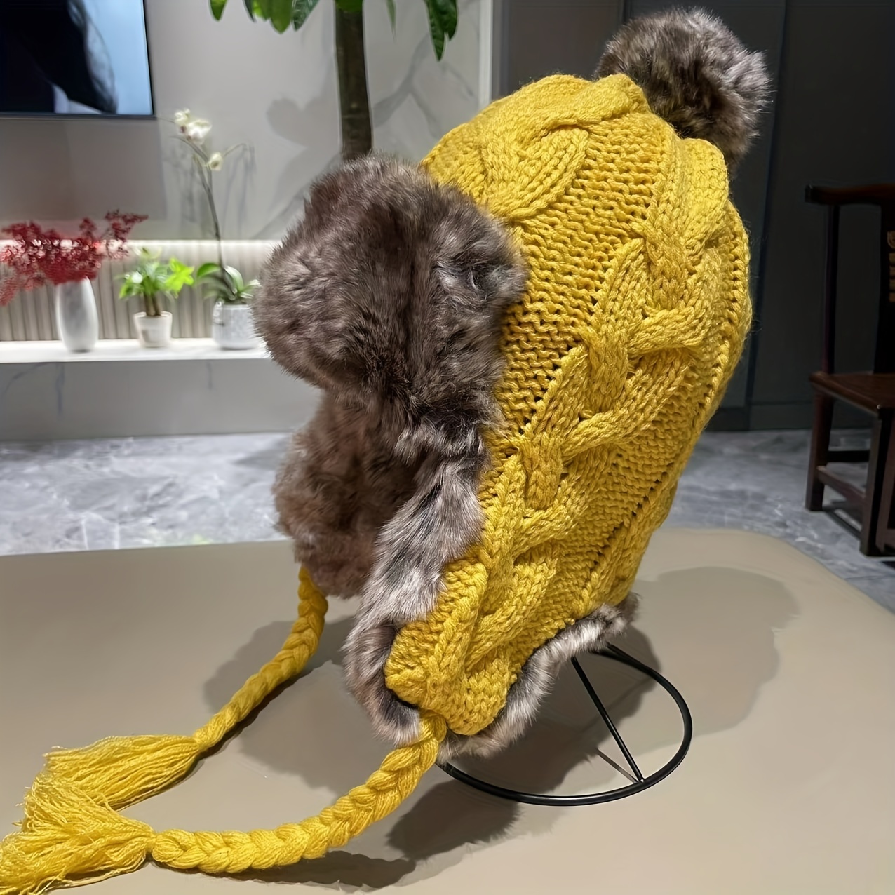 Christmas Thickened Warm Cycling Knitted Plush Ear Protection Hat