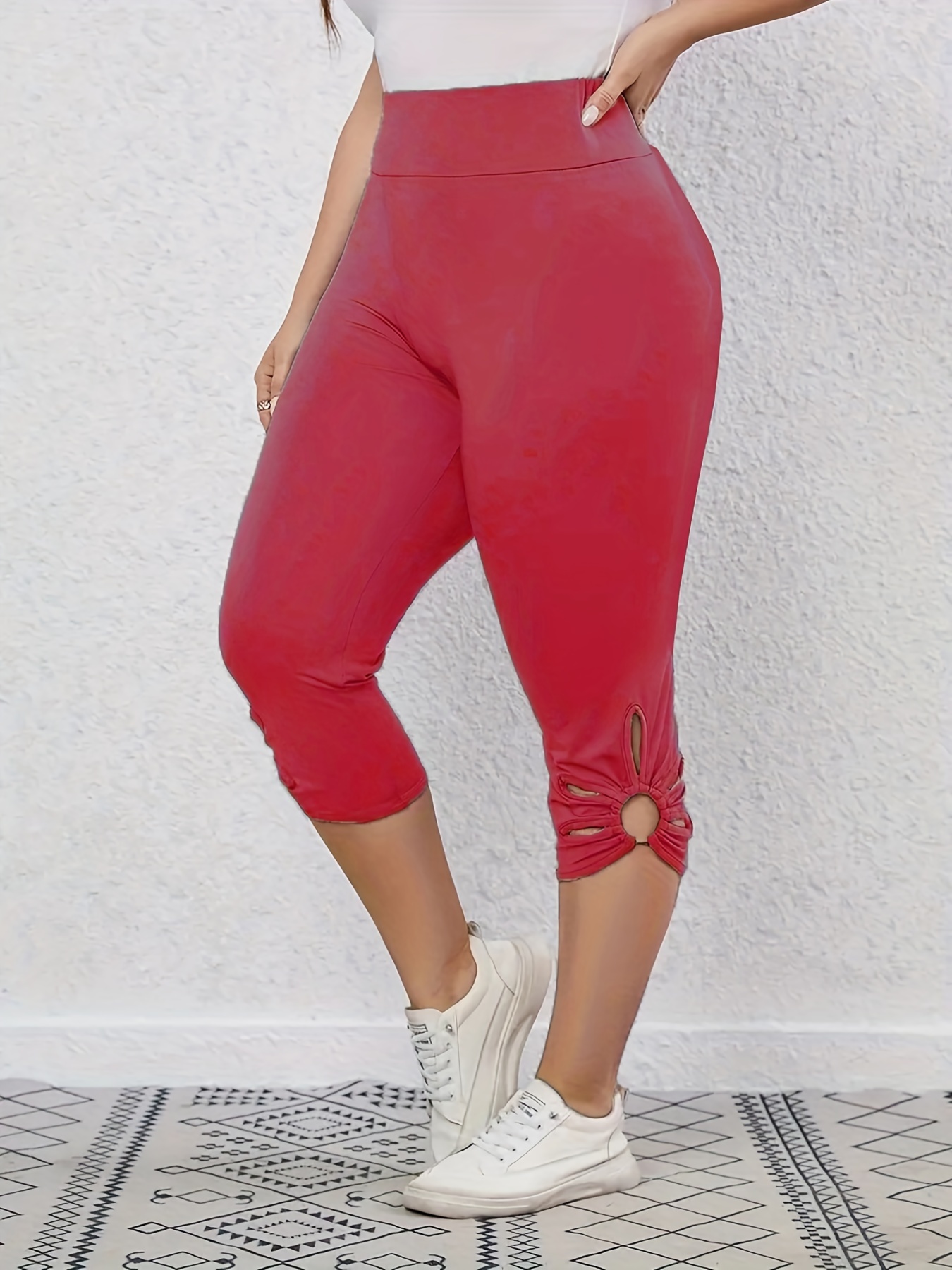 Ring Linked Skinny Capris Leggings for Women