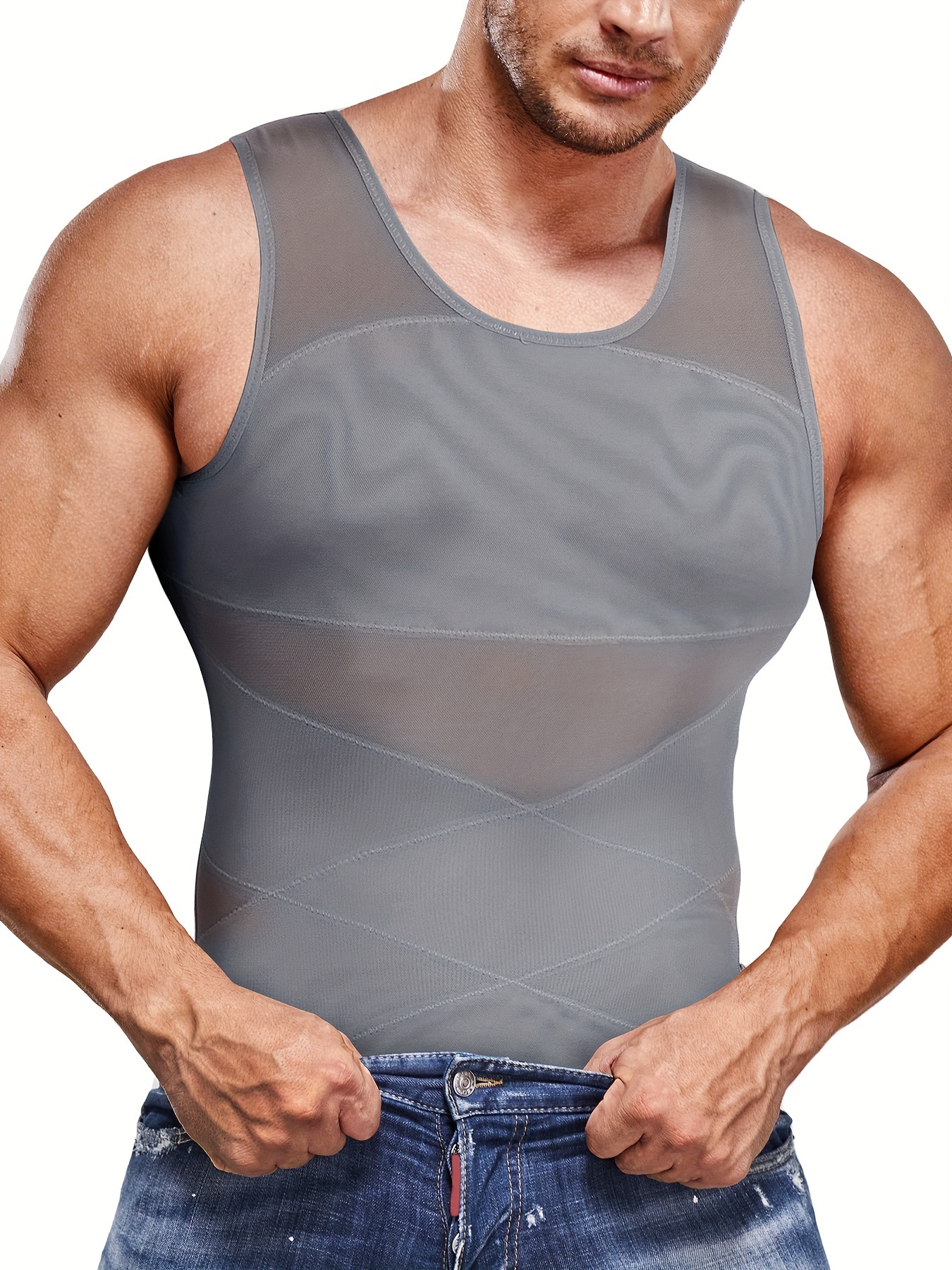 Mens Slimming Body Shaper Vest Shirt Tummy Control Shapewear Abdomen Slim  Undershirt 