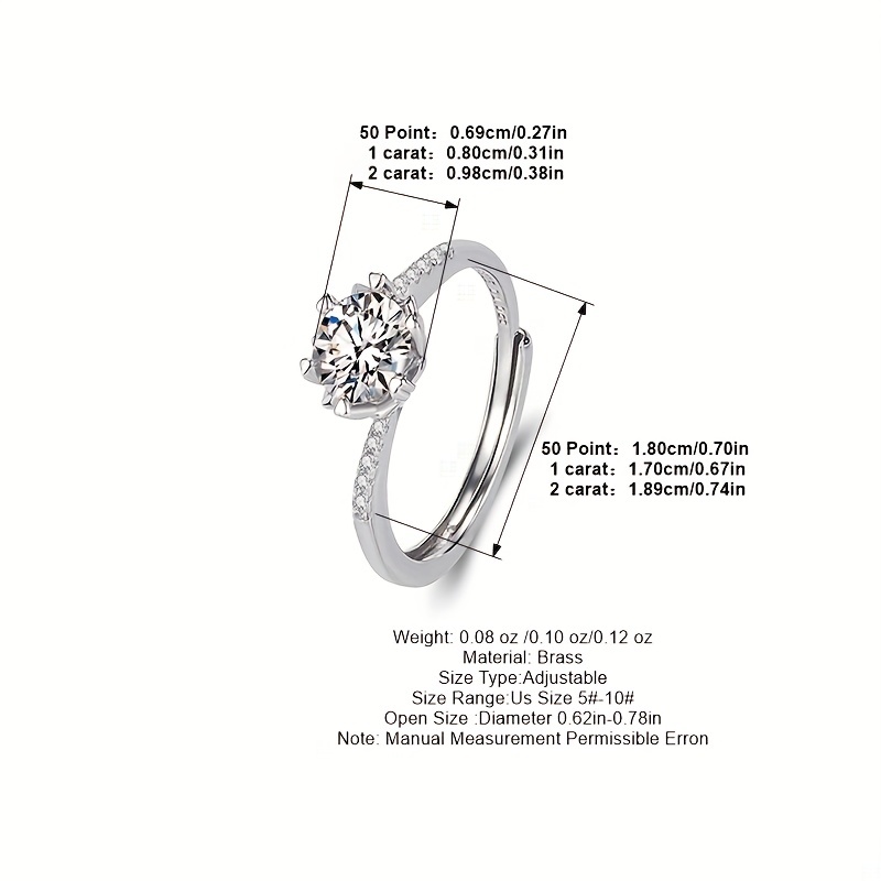 Romantic Zirconia Ring Adjustable Couple Engagement Proposal Ring