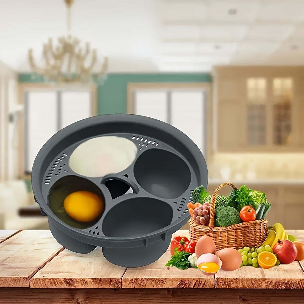 1pc, 4 In 1 Egg Poacher, 4 Cavity Egg Steamer Basket For Thermomix TM5 TM6,  Egg Cooker, Food Grade PP Plastic Egg Mould, Multifunctional Egg Boiler Ac