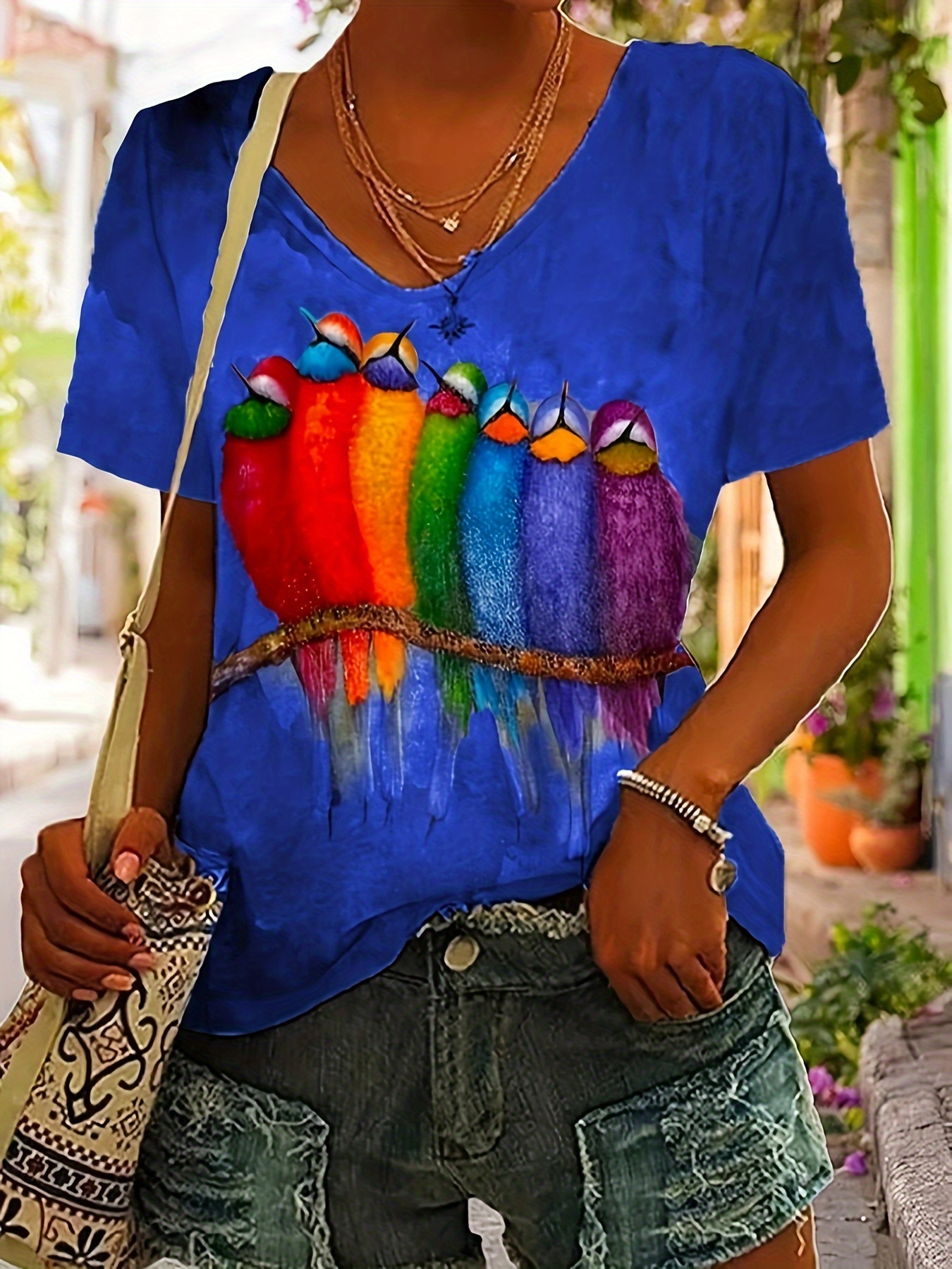 Plus Size Cartoon Print T-Shirt Casual Crew Neck Short Sleeve T-Shirt Women's Plus Sizeclothing