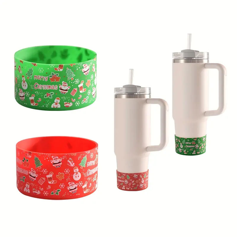 Christmas Series Silicone Cup Boot For Tumbler, Water Bottle