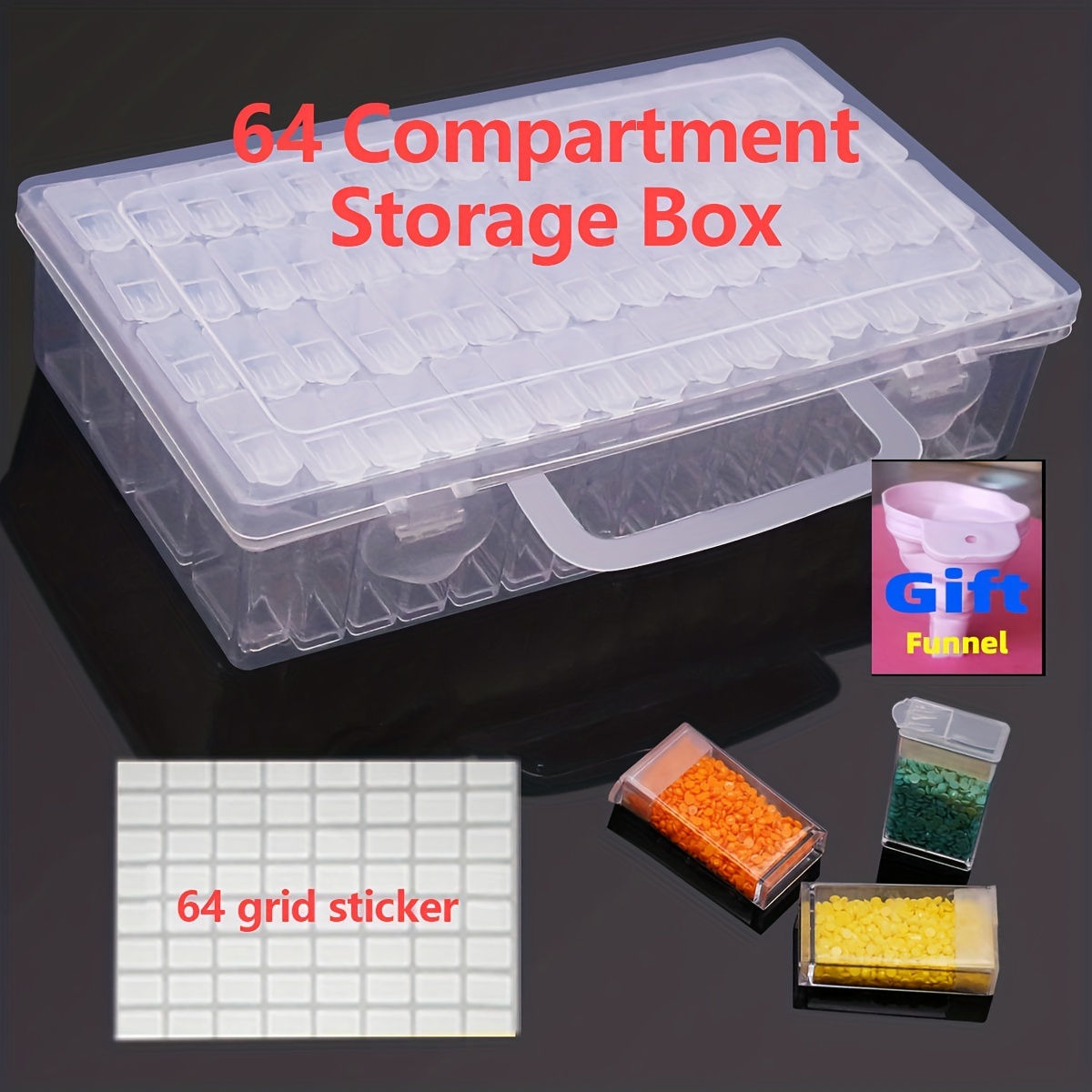 Rice Bead Bead Storage Box Diamond Transparent Paste Lid - Temu