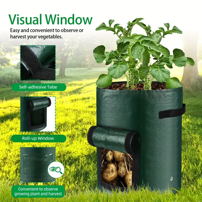 Potato Grow Bags, 7 Gallon/10 Gallon Planting Growing Bag With Flap And  Handles Plant Container Planter Pot For Potato Flowers Mushroom Tomato And  Vegetables, Green - Temu
