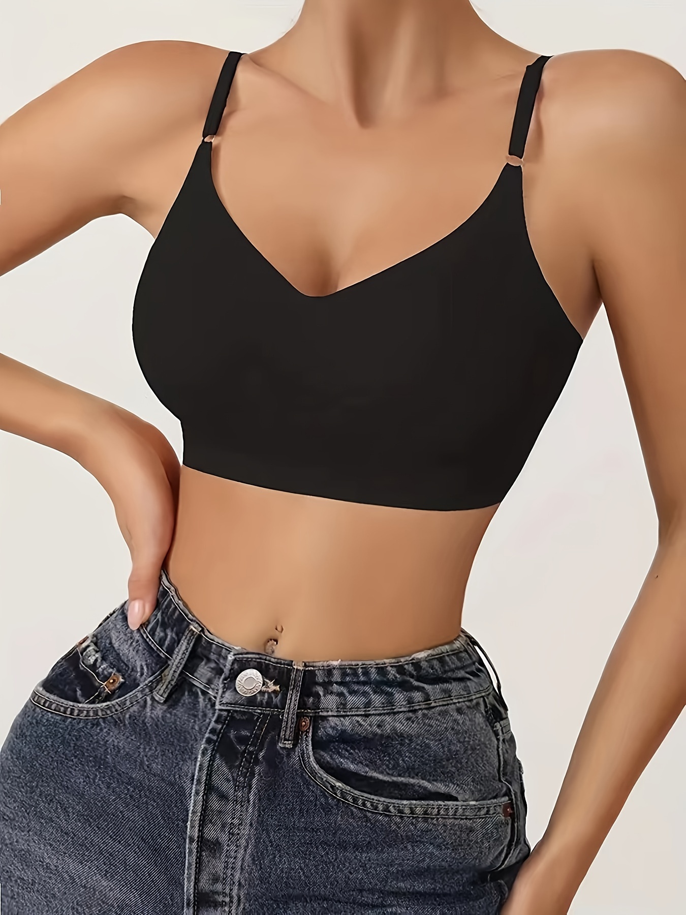 Simple Solid Seamless Bra Comfy Breathable Wireless Push - Temu