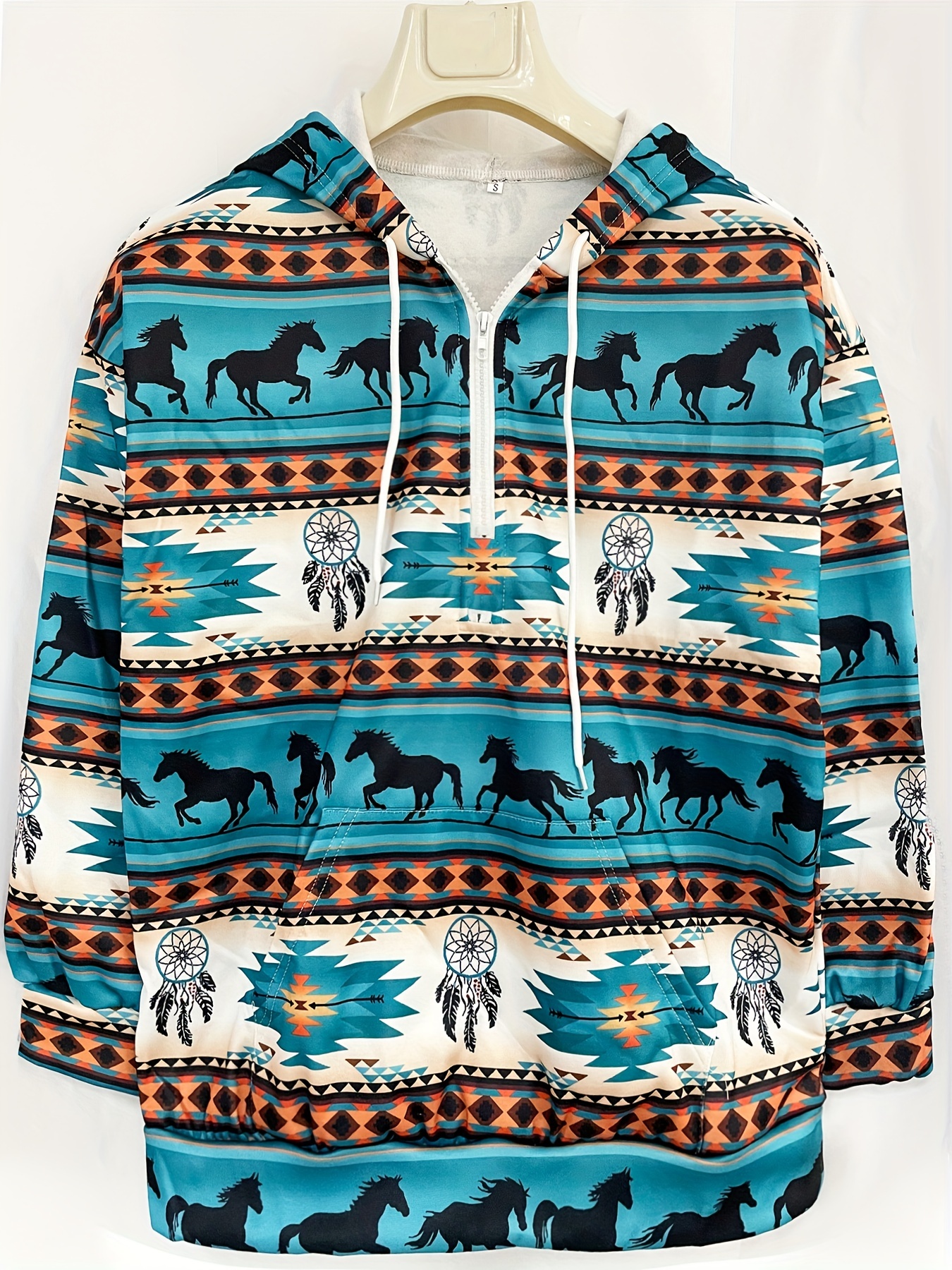 Plus Size Casual Sweatshirt Women's Plus Aztec Print Zip - Temu