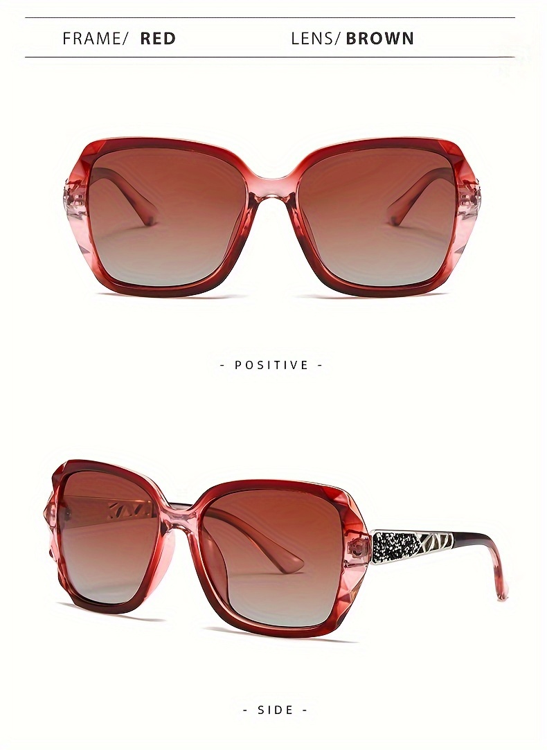 Elegant Designed Thick Large Frame Polarized Sunglasses Hollow
