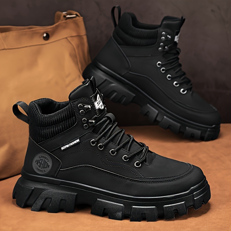 Botas De Moto Hombre: Botas De Seguridad Invierno Cálido Terciopelo Planos  Altas Botines Montaña Cordones Botas Militares Impermeables Botas Seguridad  Minimalistas Botas Botas Moto Caza Rockeras : : Moda