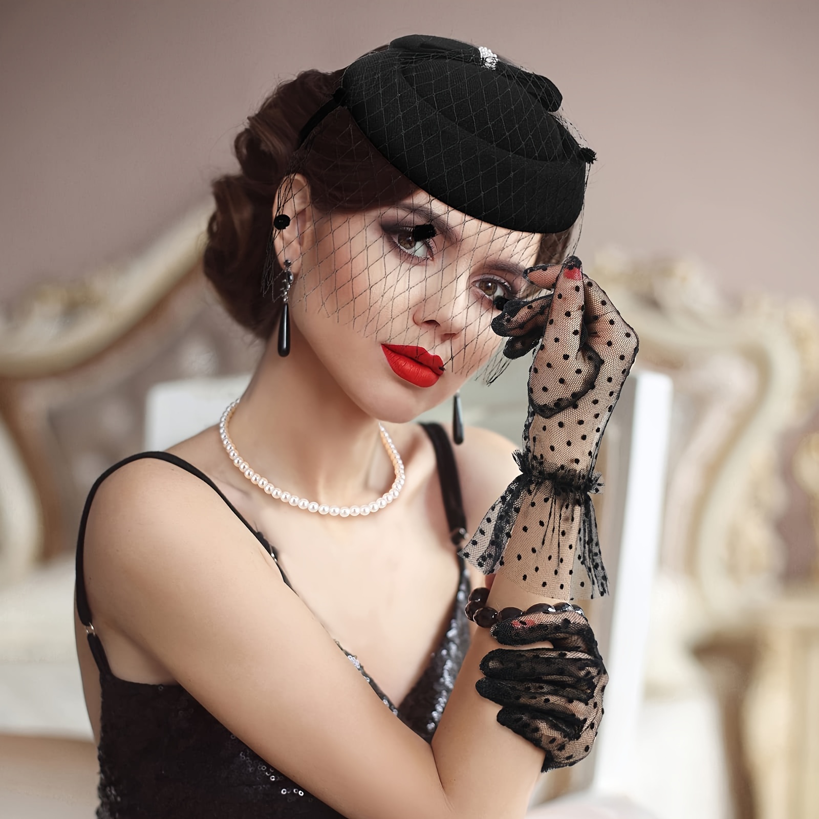 a set four items including a bowknot pillbox fascinator hat  display picture 1