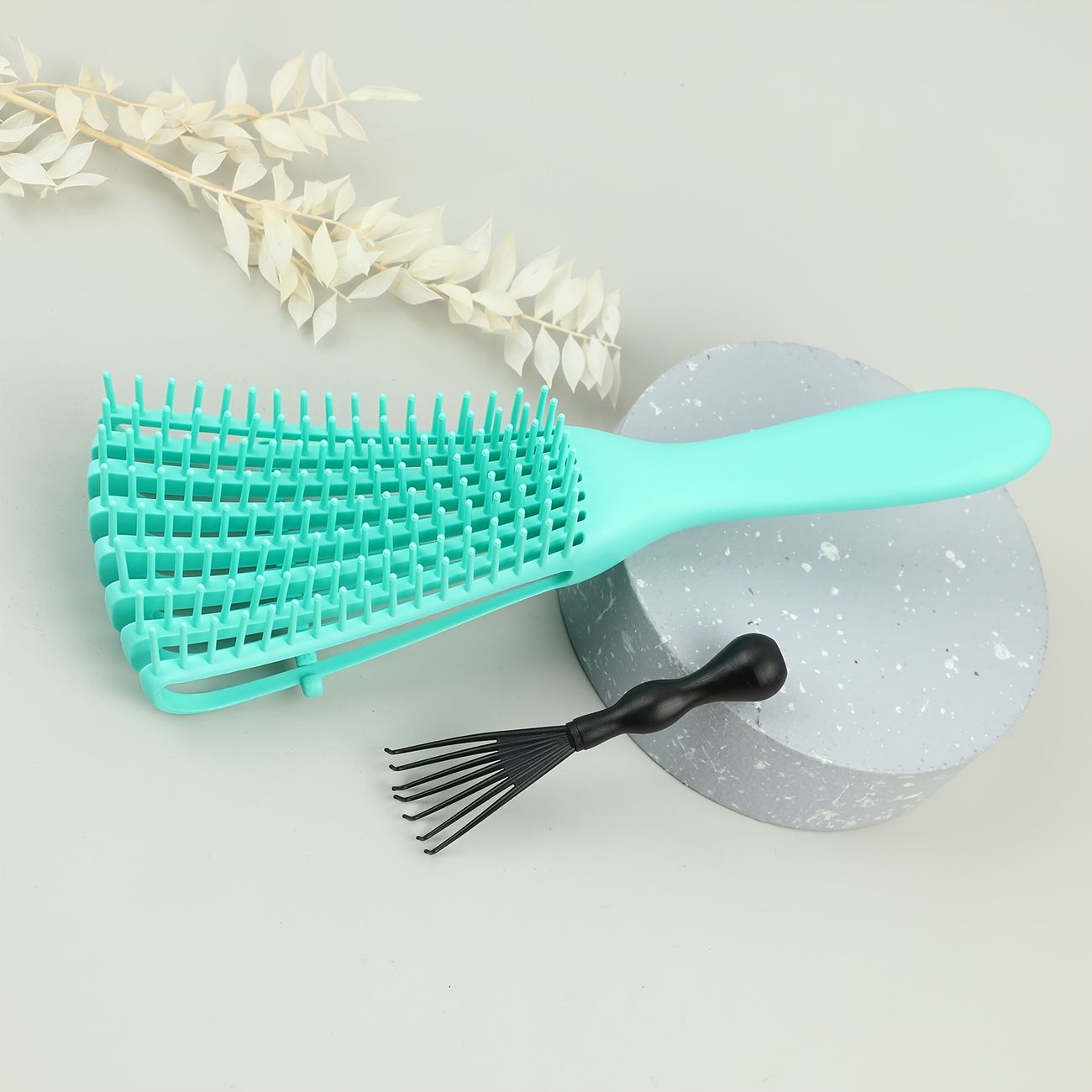 1pc Hollow Out Hair Comb Plain Detangling Hair Brush With Handle Hair  Detangler Brush For Curly Hair Wet Thick Kinky Hair With 1pc Cleaning Brush  - Beauty & Personal Care - Temu