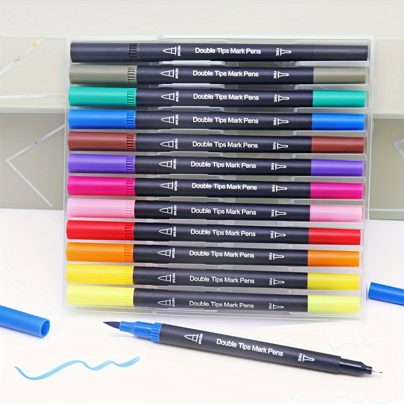 12pcs Color Art Markers Double ended Sketch Markers Set For - Temu