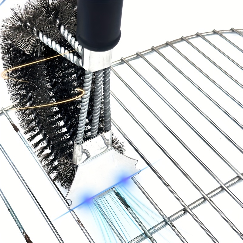 Grill Brush And Scraper, Extra Strong Bbq Cleaner Accessories, Stainless  Steel Wire Grill Cleaning Brush, Safe Wire Bristles Barbecue Triple  Scrubbers Cleaning Brush For Gas/charcoal Grilling Grates, Wizard Tool, Cleaning  Supplies 