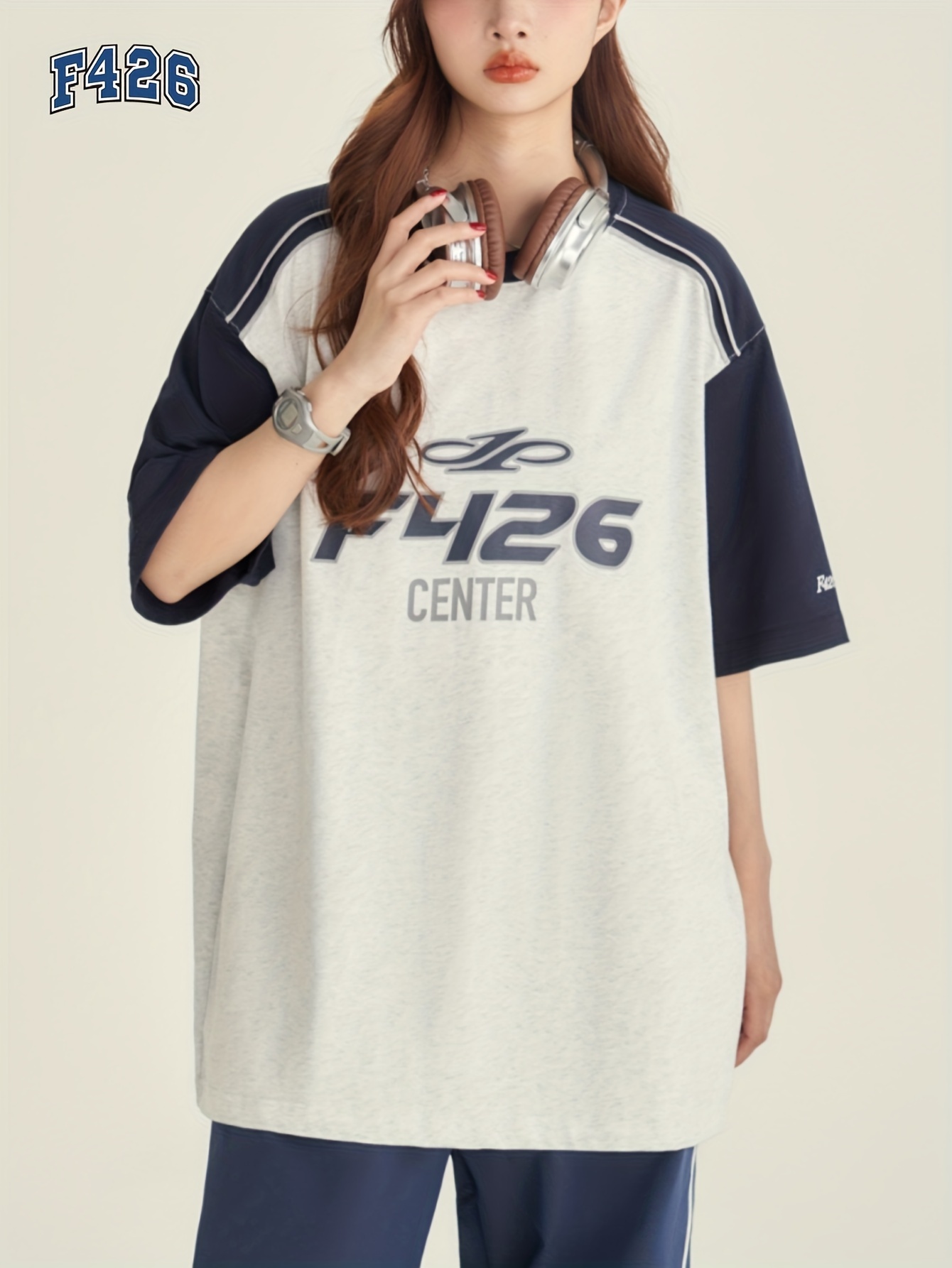women's casual summer hip hop color block raglan sleeve