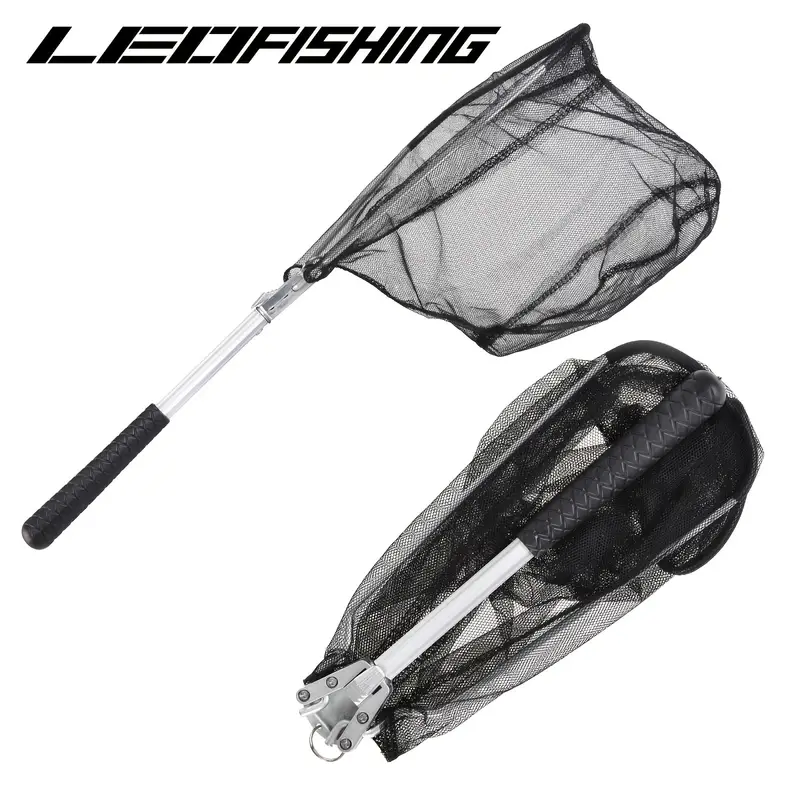 LEOFISHING Folding Fishing Landing Net With 5.91FT/7.87FT Telescopic Pole  Handle Heavy Duty Collapsible Dip Net For Kayak Fly Catfish Bass Crab Trout