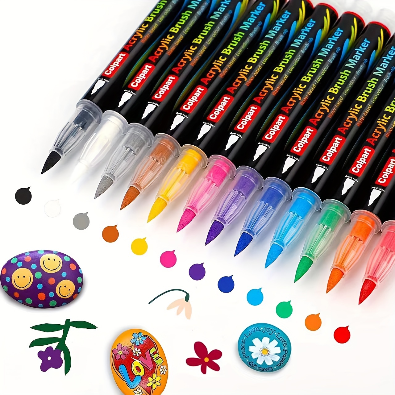  colpart Brush Tip Acrylic Paint Pens-36 Colors Acrylic