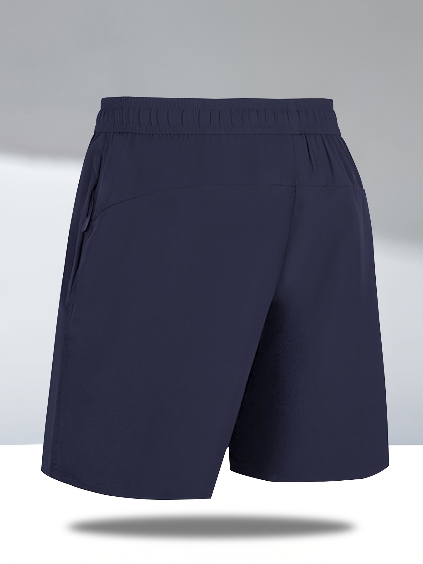 Men's Breathable Solid Quick Dry Shorts With Side Pockets, Summer Drawstring Elastic Waist Loose Fit Shorts For Running, Fitness, Training