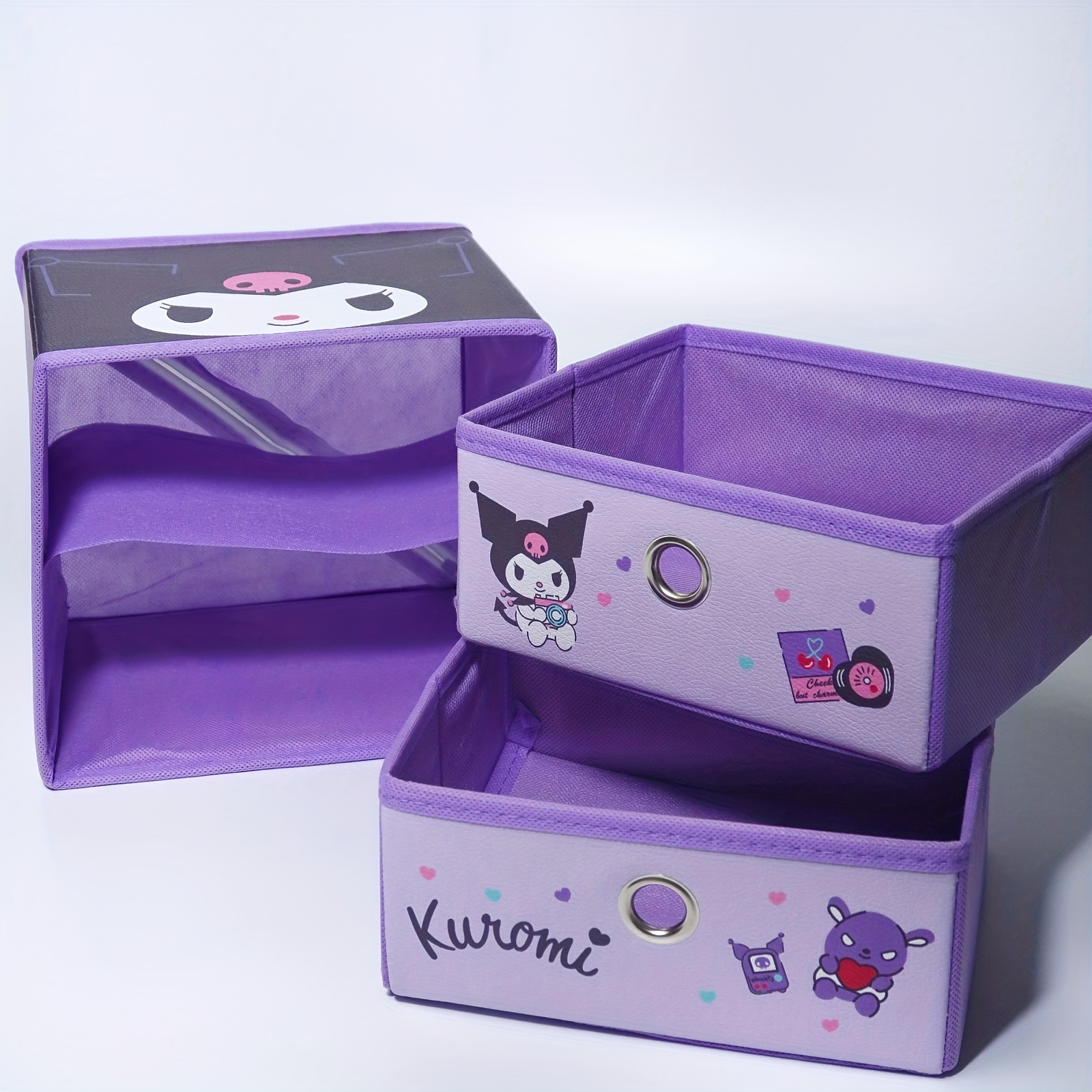 Sanrio Kuromi Folding Storage Box With Tattoo Toy Box 551694 Japan New