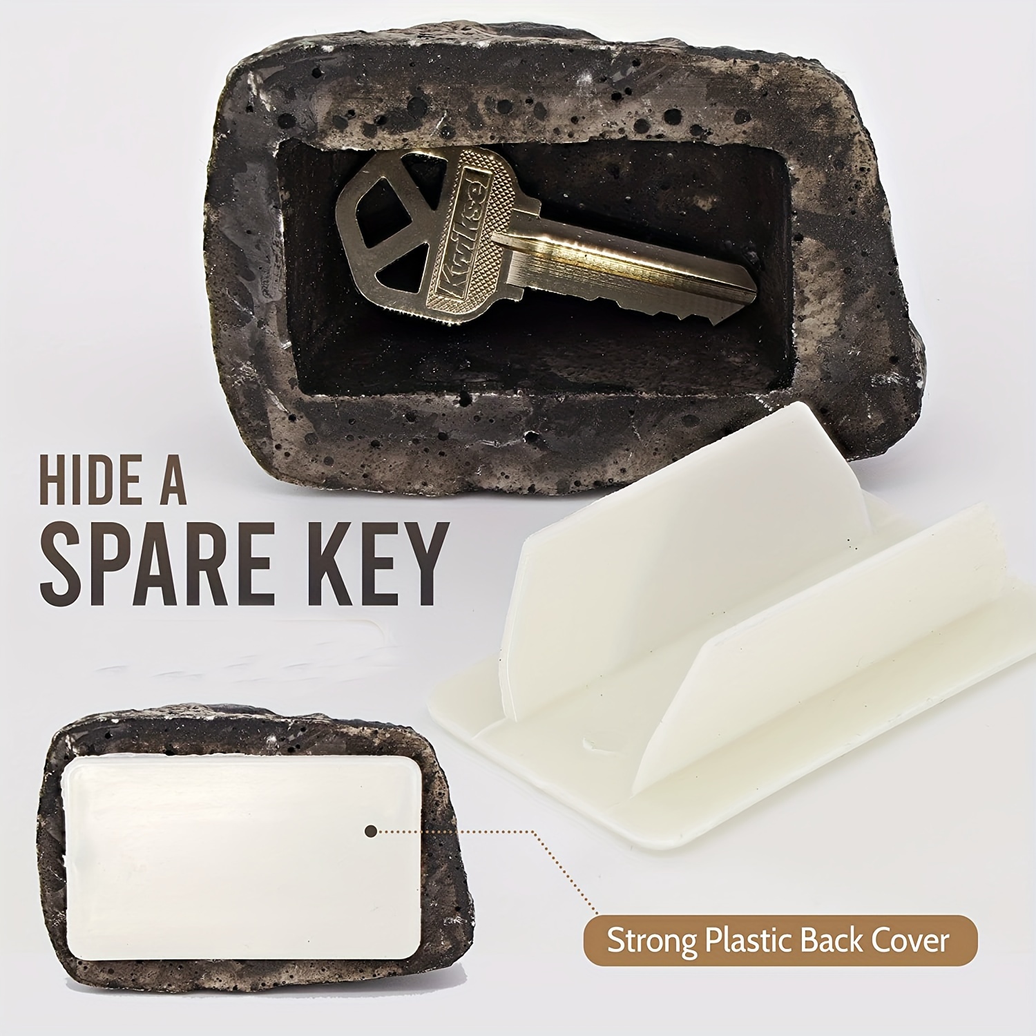1pc Fake Stone Key Hider, Decorative Stone Shaped Spare Key Box, Never Get  Locked Outside Again, Outdoor Furniture Accessories