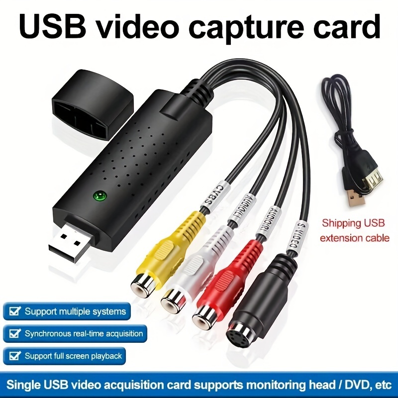 VHS to Digital Converter USB 2.0 Video Converter Audio Capture Card for VHS  Box VHS VCR TV to Digital Converter for Win 7/8/10