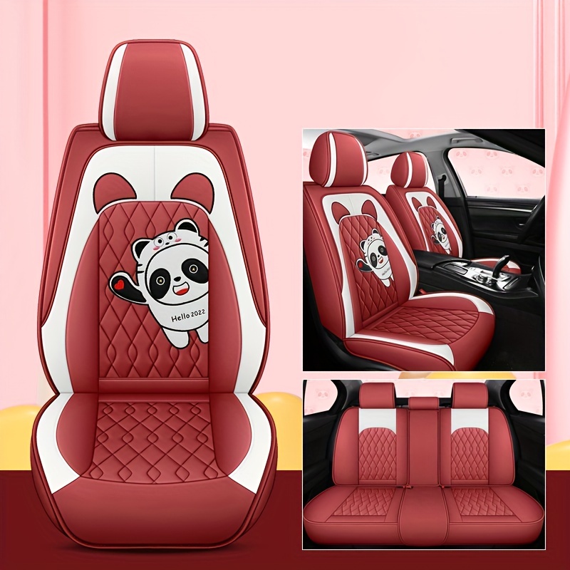 5 Sitze All-car Premium Pu Panda Bestickter Autositzbezug