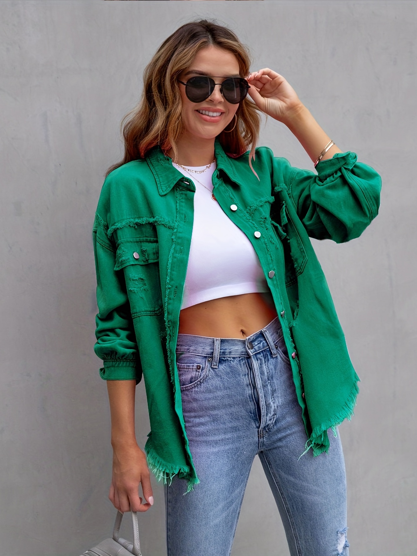 Dark green hot sale jeans jacket