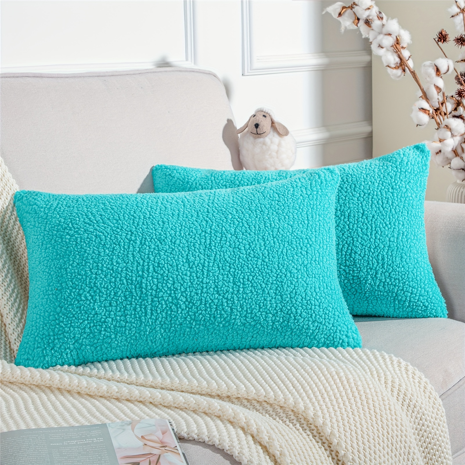 1pc Plain Plush Soft Cushion Pillow, Soft White Decorative Pillow For  Household