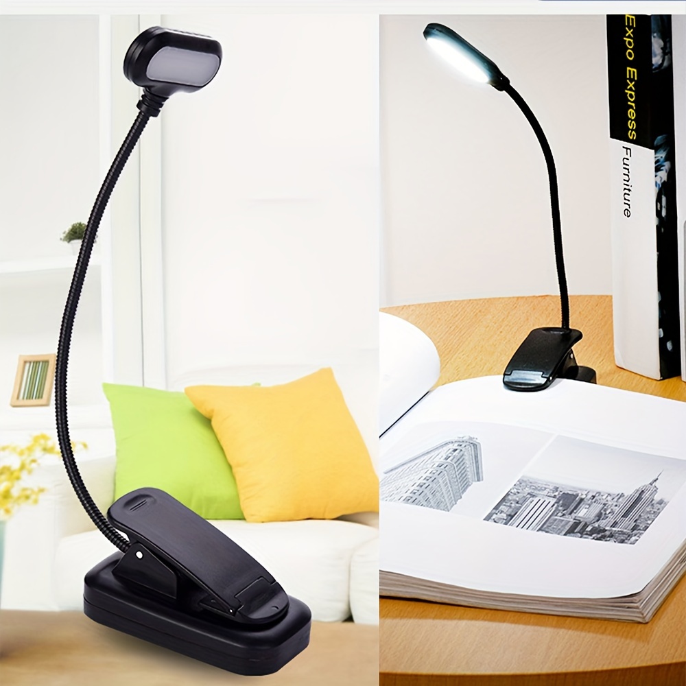 

1pc Led Eye Protection Book Night Light, Adjustable Mini Clip-on Study Desk Lamp, Battery Charging Flexible, For Travel Bedroom Reading (using 3 Aaa Batteries, Shipping Not Included)