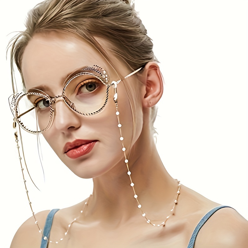 1pc Faux Pearl Beaded Glasses Chain Anti Slip Eyeglasses Lanyard Strap  Stylish Face Covering Eyewear Retainer For Women Men, Save Money On Temu