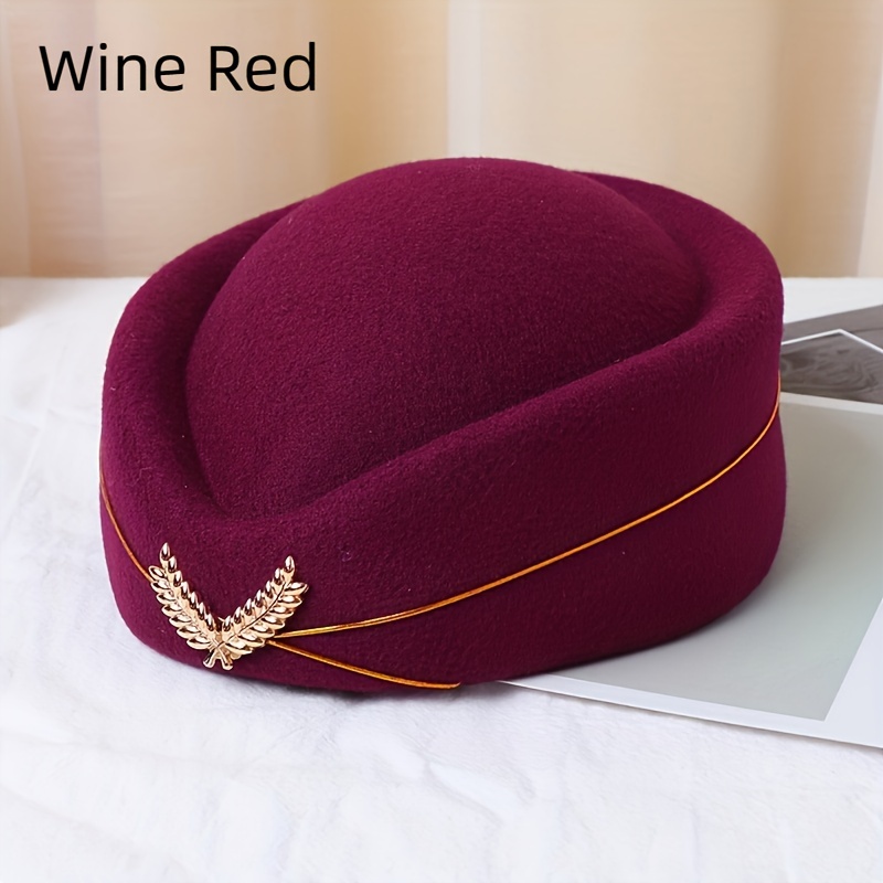 Classic Solid Color Stewardess Hat Berets Air Hostess Hat Cosplay Party Costume Accessories For Women