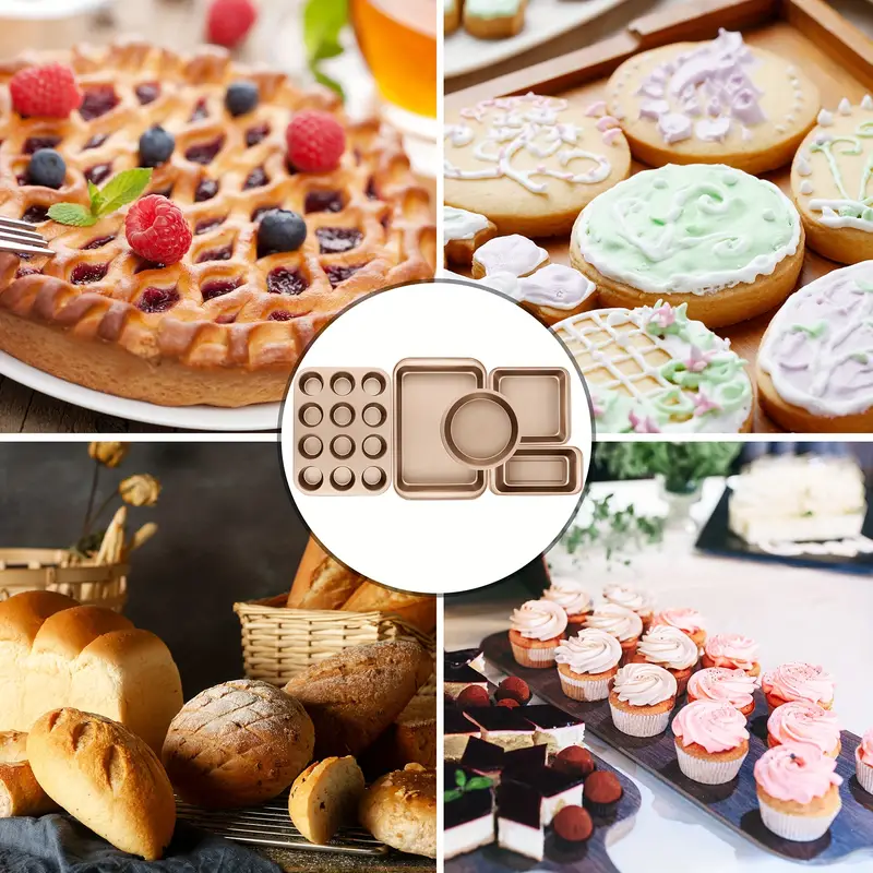 Nonstick Baking Pans Set, Kitchen Baking Sheets For Oven, Bakeware Sets  With Round/square Cake Pan, Muffin Pan, Loaf Pan, Roast Pan, Cookie Sheet  Set Baking Supplies (copper) - Temu